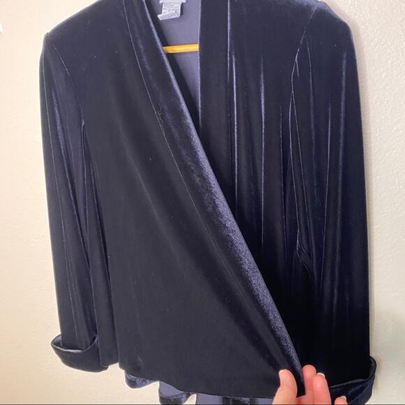 Metaphor Black Velvet Drape Open Cardigan Sz Small - Picture 6 of 12